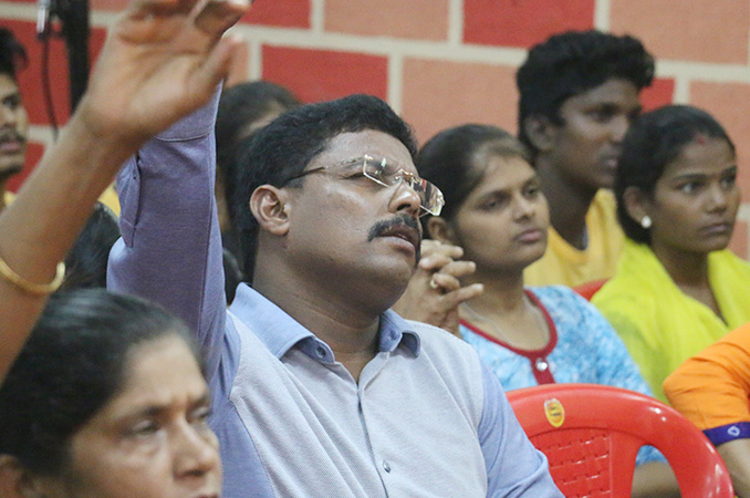 People thronged into the Night Vigil held at Prayer center by Grace Minstry in Mangalore here on Sep 2, 2017. Many received countless miracles, healing, and deliverance. 